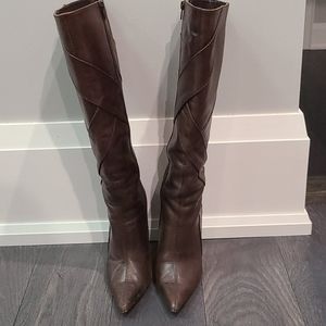 Brown leather boots
